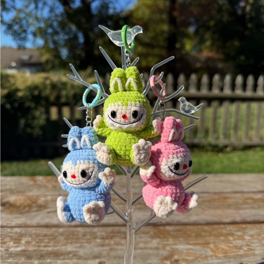 1 PC Handmade crochet Labubu V4 Pin For Love Size-Stuffed Animal Bunny Plush Toy